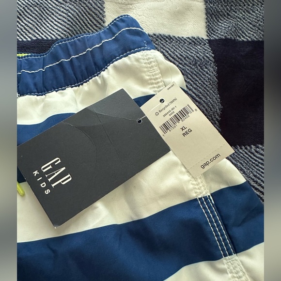NEW GAP Kids Blue and White Striped Swim Trunks Shorts Boys Sz XL - Picture 3 of 7